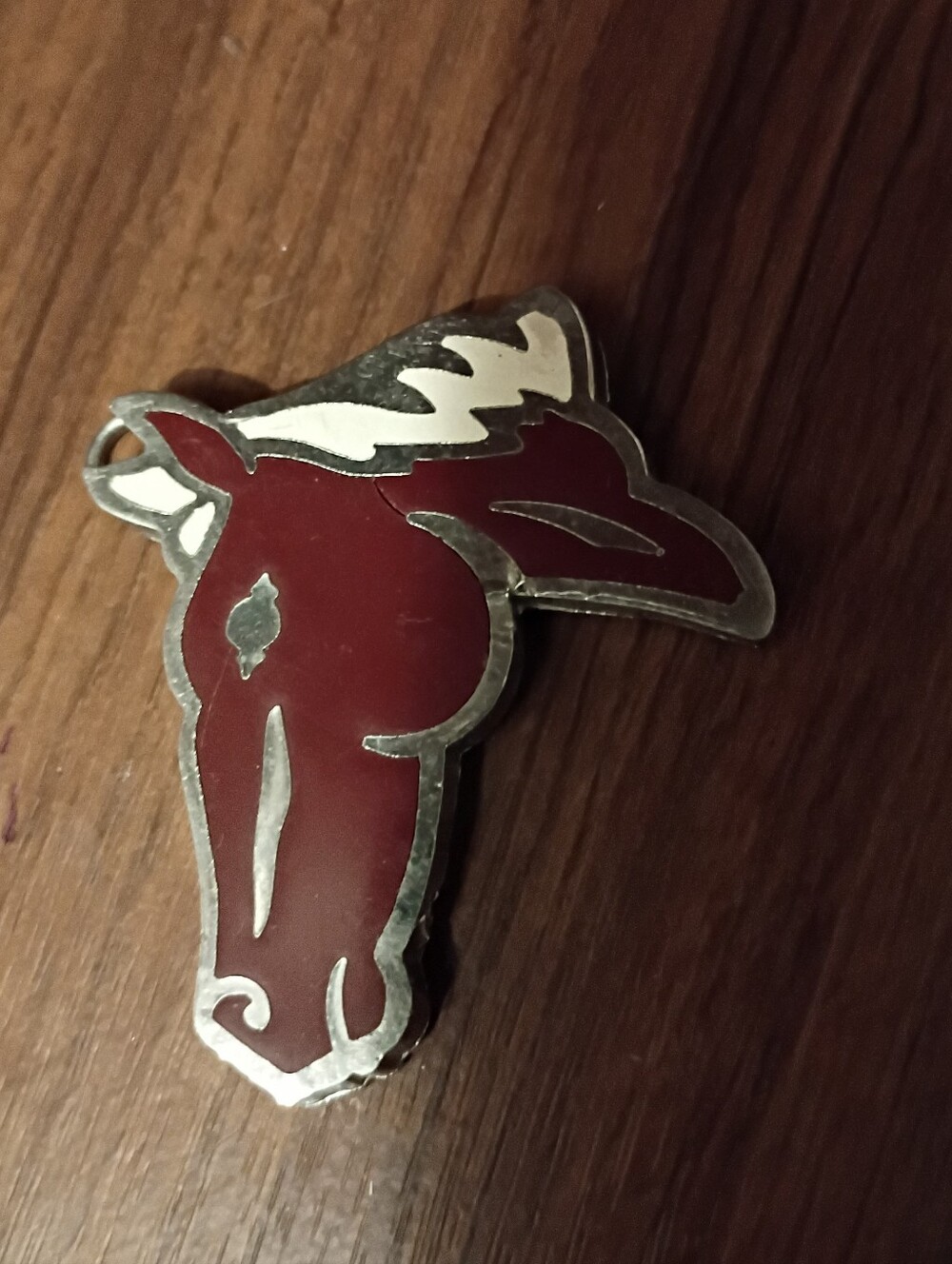 Vintage Horse Head Keychain: Silver Tone, Enamel Equestrian Charm
